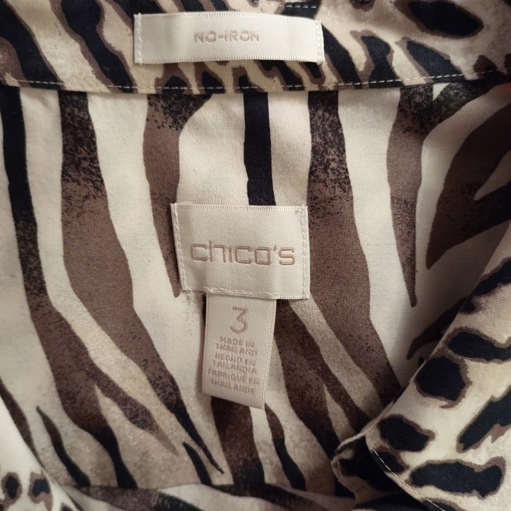 Chico's Leopard & Zebra Print Button Down Shirt X… - image 2
